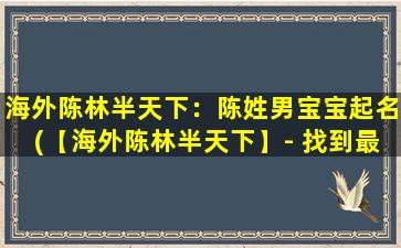 海外陈林半天下：陈姓男宝宝起名(【海外陈林半天下】- 找到最适合陈姓男宝宝的名字)